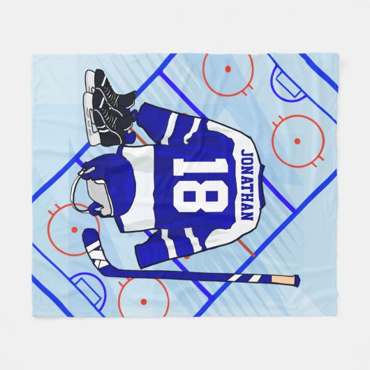 子供のアイスホッケーの寝室およびEnの続きのコレクション フリースブランケット (正面(横))