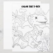 子供のアクティビティ 楽しいティラノサウルス恐竜ぬりえページ (正面/裏面)