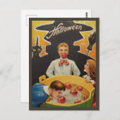 子供のアップルボビング – ヴィンテージハロウィーン ポストカード (正面/裏面)