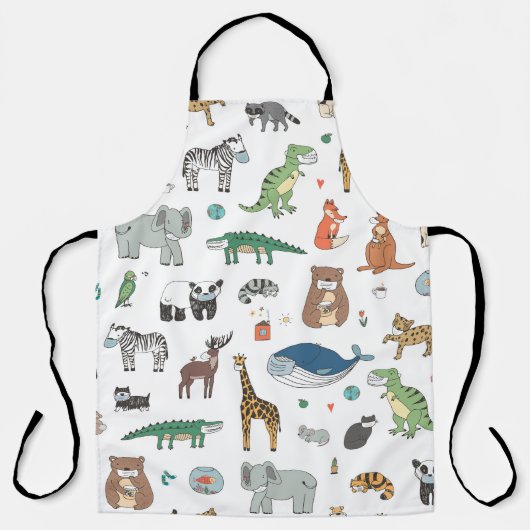 子供のアニマルマスク、ウイルスパターン。 エプロン (正面)