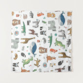 子供のアニマルマスク、ウイルスパターン。 タペストリー (正面(横))