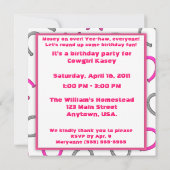 子供のアフリカ系アメリカ人の女性のカーボーイの誕生日 招待状 (裏面)