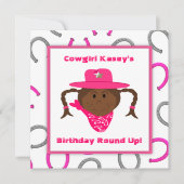 子供のアフリカ系アメリカ人の女性のカーボーイの誕生日 招待状 (正面)