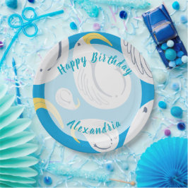 子供のアホウドリの誕生日 - 海のテーマのテーブル装飾 ペーパープレート