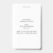 子供のアレルギー警報ICOEカスタムな写真の警告のバッジ バッジ (裏面)