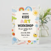 子供のアートワークショップ 子供の工作パーティー 招待状 (スタンド正面)