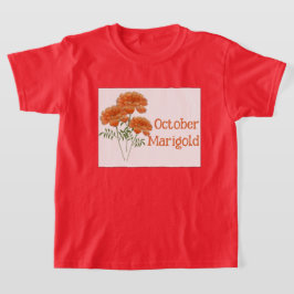子供のアート マリーゴールド 花 10月 誕生日 Tシャツ