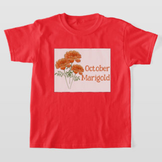子供のアート マリーゴールド 花 10月 誕生日 Tシャツ