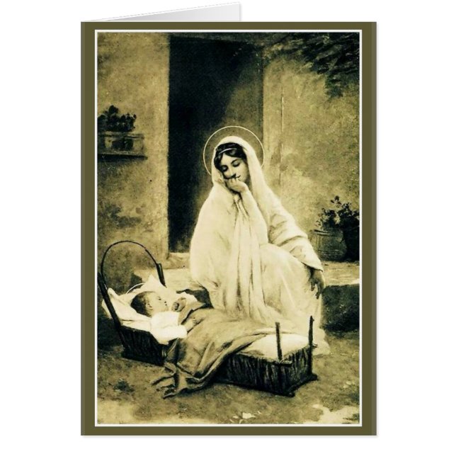 子供のイエス・キリストのまぐさ桶を持つ聖母マリア (正面)