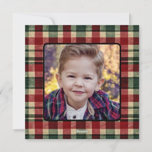 子供のイニシャル入りのクリスマスエルフ写真クリスマス シーズンカード (裏面)