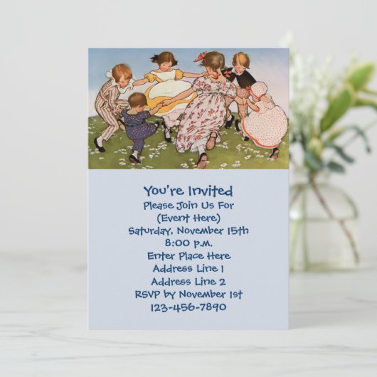 子供のイラストレーションかわいいパーティー 招待状 (スタンド正面)
