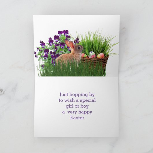 子供のイースターバニーホリデーグリーティング カード (内部)