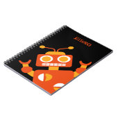 子供のオレンジ黒いロボットパーソナライズでクールなモダン ノートブック (左側)