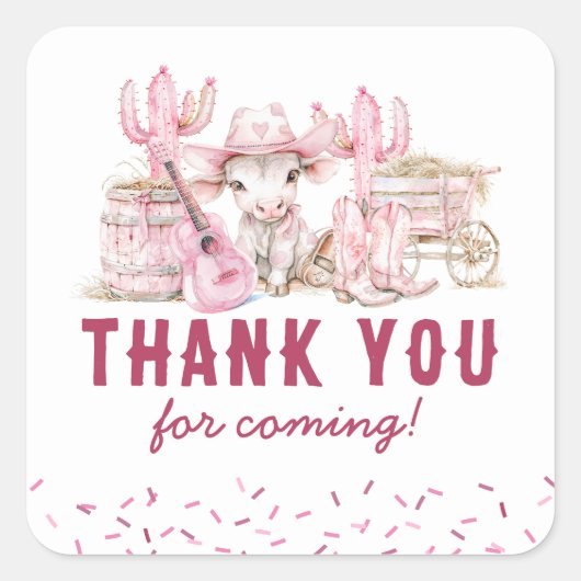 子供のカウガール誕生日プレゼント スクエアシール (正面)