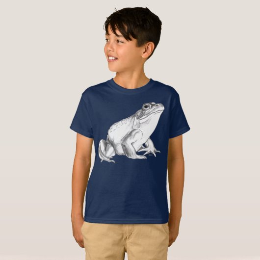 子供のカエルのTシャツのウシガエルの芸術のTシャツのカッコいいのカエル Tシャツ (正面フル)