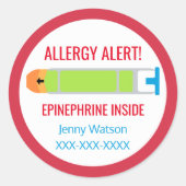 子供のカスタマイズ中でアレルギー警告エピネフリン ラウンドシール (正面)