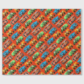 子供のカスタムで赤い建築のトラックパターンギフト ラッピングペーパー (フラット)