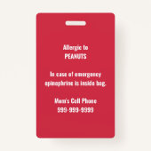 子供のカスタムなアレルギー警報学校の託児所のバッグのラベル バッジ (裏面)