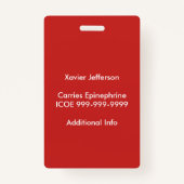 子供のカスタムな上8のアレルゲンのアレルギーの記号警報 バッジ (裏面)