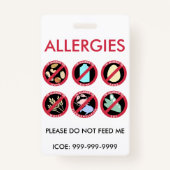子供のカスタムな上8のアレルゲンのアレルギーの記号警報 バッジ (正面)