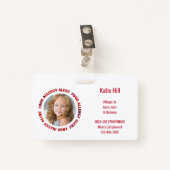 子供のカスタムな写真の食物アレルギー医学警報 バッジ (正面クリップ)