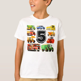 子供のカスタムな年齢の建築のトラックの第5誕生日 Tシャツ