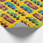 子供のカスタムな建築のトラックのギフトおよび誕生日 ラッピングペーパー (角)