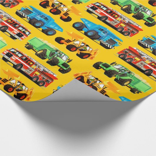 子供のカスタムな建築のトラックのギフトおよび誕生日 ラッピングペーパー (角)