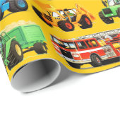子供のカスタムな建築のトラックのギフトおよび誕生日 ラッピングペーパー (ロールコーナー)
