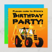 子供のカスタムな建築のパーティーの黄色の坑夫 招待状 (正面/裏面)