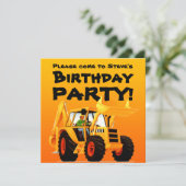 子供のカスタムな建築のパーティーの黄色の坑夫 招待状 (スタンド正面)