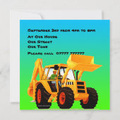 子供のカスタムな建築のパーティーの黄色の坑夫 招待状 (裏面)