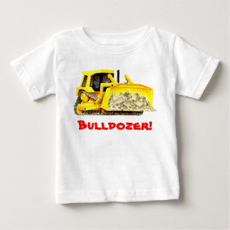 子供のカスタムな建築はブルドーザーをトラックで運びます ベビーTシャツ