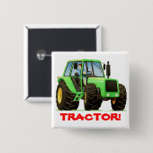 子供のカスタムな緑のトラクター 缶バッジ (正面&裏面)
