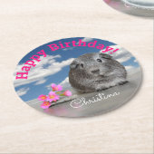 子供のカスタムな誕生会のモルモットの花 ラウンドペーパーコースター (アングル)