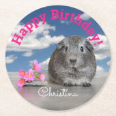 子供のカスタムな誕生会のモルモットの花 ラウンドペーパーコースター (正面)