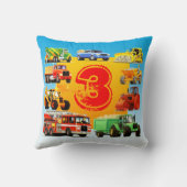 子供のカスタムの第3誕生日の建築のトラック クッション (裏面)