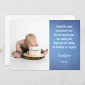 子供のカスタム写真誕生日フラット感謝カード サンキューカード (正面/裏面)