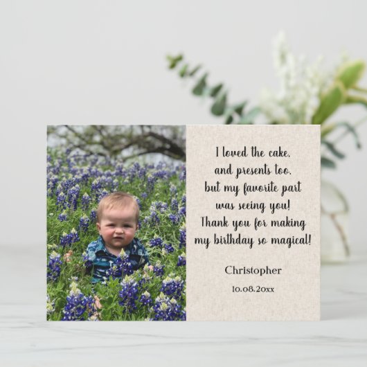 子供のカスタム写真誕生日フラット感謝カード サンキューカード (スタンド正面)