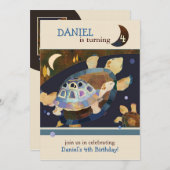 子供のカメの誕生日パーティー 招待状 (正面/裏面)