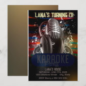 子供のカラオケ誕生日カスタム 招待状 (正面/裏面)