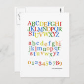 子供のカラフルなアルファベットの甲革 + 小文字 ポストカード (正面/裏面)