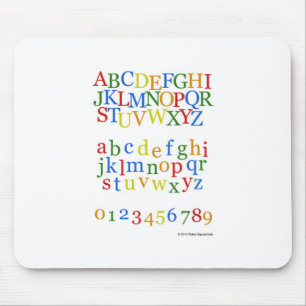 子供のカラフルなアルファベットの甲革 + 小文字 マウスパッド