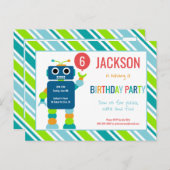 子供のカラフルなロボット誕生日の招待状の郵便はがき インビテーションポストカード (正面/裏面)