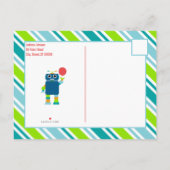 子供のカラフルなロボット誕生日の招待状の郵便はがき インビテーションポストカード (裏面)
