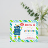 子供のカラフルなロボット誕生日の招待状の郵便はがき インビテーションポストカード (スタンド正面)