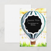 子供のカラフルな熱気球の誕生日おめでとう サンキューカード (正面/裏面)
