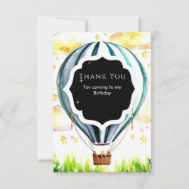 子供のカラフルな熱気球の誕生日おめでとう サンキューカード