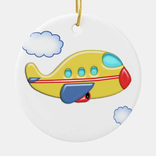 子供のカラフルな飛行機 セラミックオーナメント (正面)
