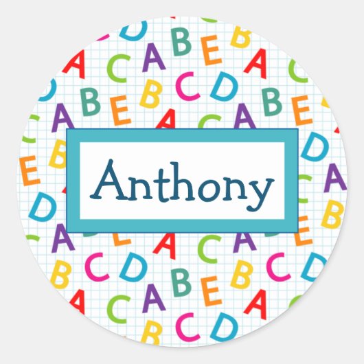 子供のカラフル学校のパターン ラウンドシール (正面)